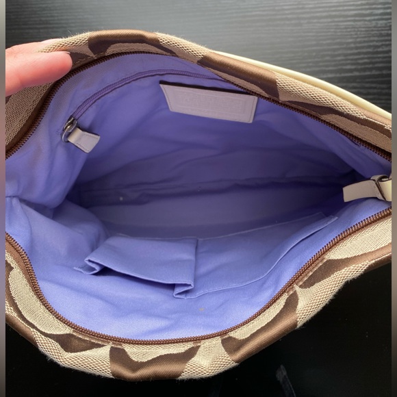 Coach Logo Messenger Bag - Khaki & Off-White - A1076-F14869 - Picture 6 of 7